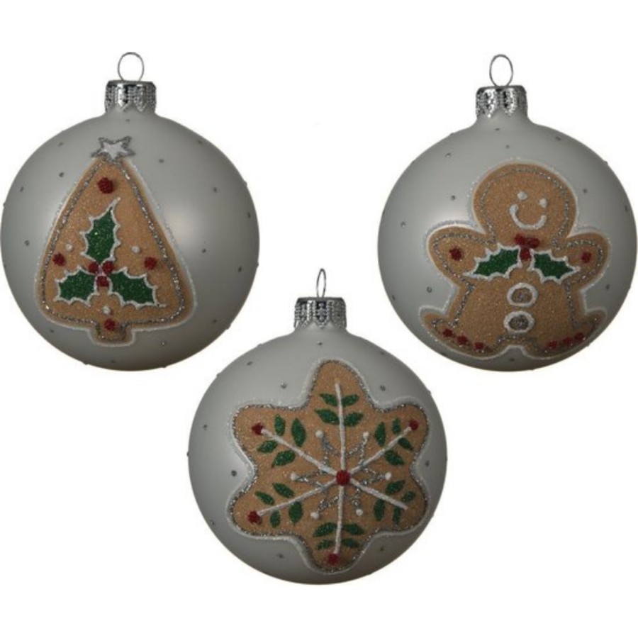 Decoris Kerstbal Glas Cookie 8Cm