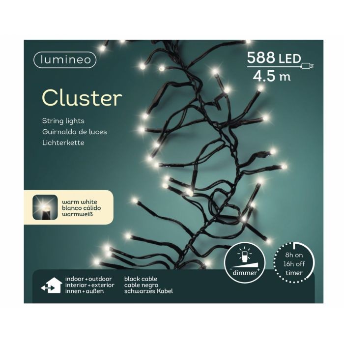 Lumineo Cluster Binnen/Buiten warm wit 4,5meter 588Lampjes