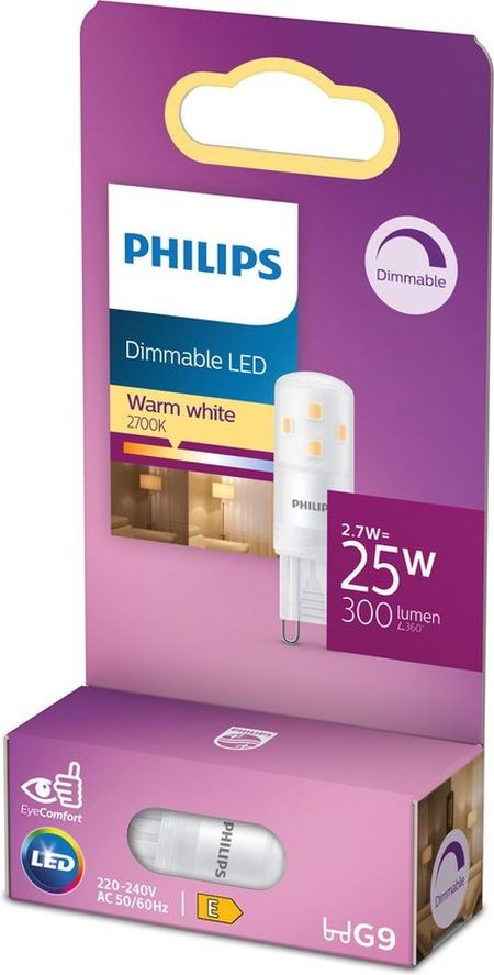 Energiezuinige Philips LED Capsule Transparant - 25 W - G9 - Dimbaar warmwit licht - Bespaar op energiekosten