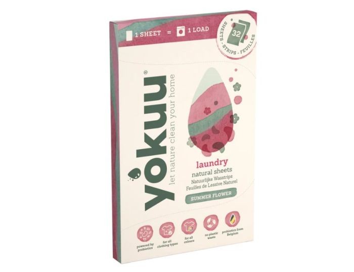 Yokuu Wasstrips - Wasmiddeldoekjes - Eenvoudig en milieuvriendelijk wassen - 100% Vegan - Cherry Blossom - 32 Stuks