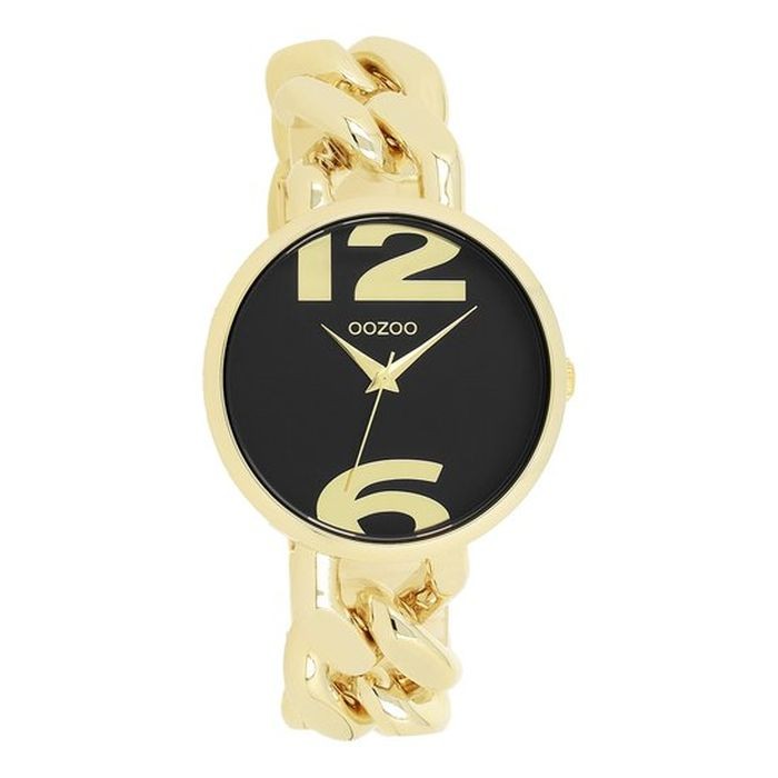 OOZOO Timepieces - Goudkleurige OOZOO horloge met goudkleurige grove schakelarmband - C11264