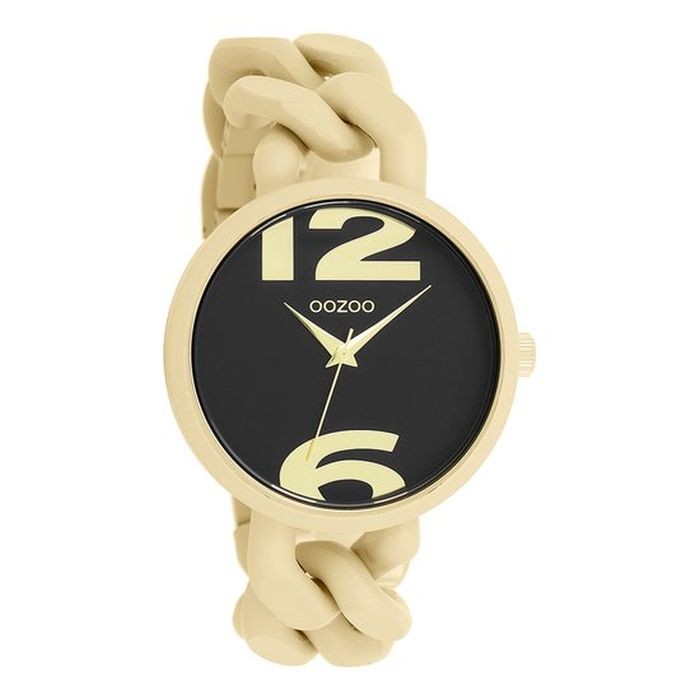 OOZOO Timepieces - Goudkleurige OOZOO horloge met goudkleurige grove schakelarmband - C11266