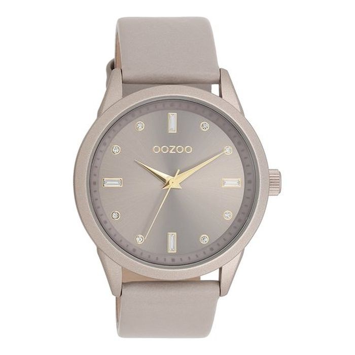 OOZOO Timepieces - Taupe OOZOO horloge met taupe leren band - C11287