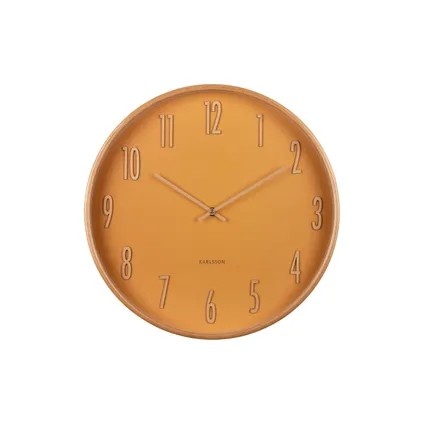 Wall Clock Gracil wood ochre yellow