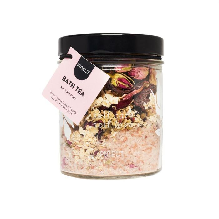 Pineut ® Bad Thee Roos & Hibiscus - Badzout (alternatief) - Maak je eigen Bath Tea – Cadeau voor Vrouw - Badkristallen - Verwen Cadeau - Ontspannen Genieten